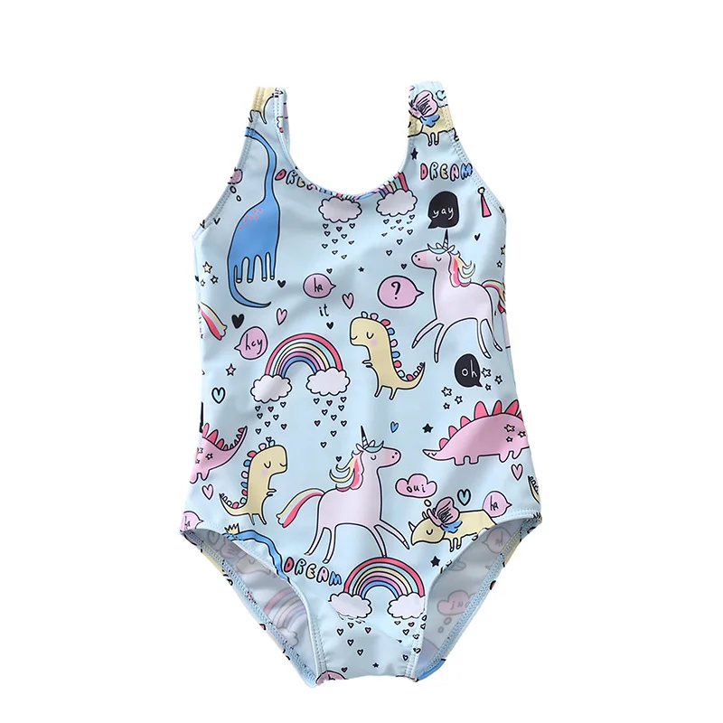 Детский купальный костюм из двух предметов с принтом динозавра для девочек