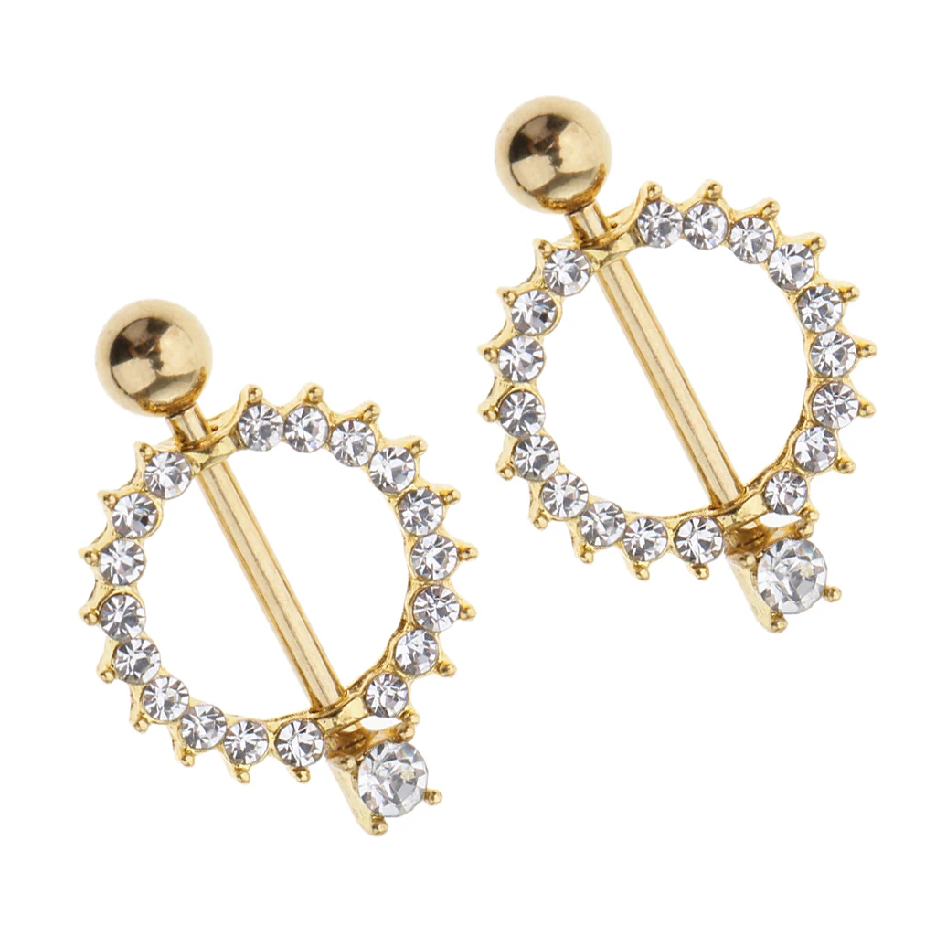 1 пара золотых тонов из нержавеющей стали хрустальные стразы цветок от солнца