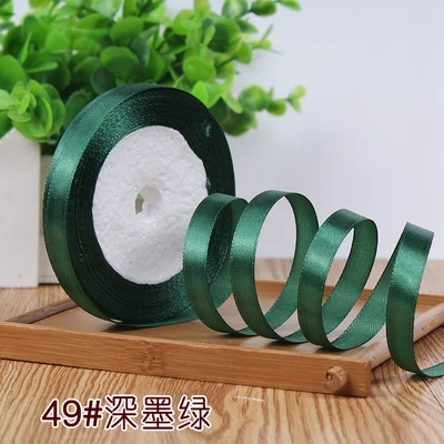Dark Green 10 мм, 25 ярдов, односторонняя шелковая сатиновая лента, дешевая декоративная подарочная упаковка, Свадебные Рождественские ремесла, белые, розовые, красные, черные ленты - Цвет: Dark Green