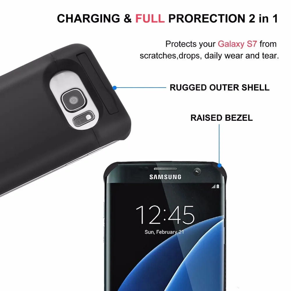 Чехол для Samsung S7edge 5200 мАч портативное зарядное устройство защитный чехол зарядки