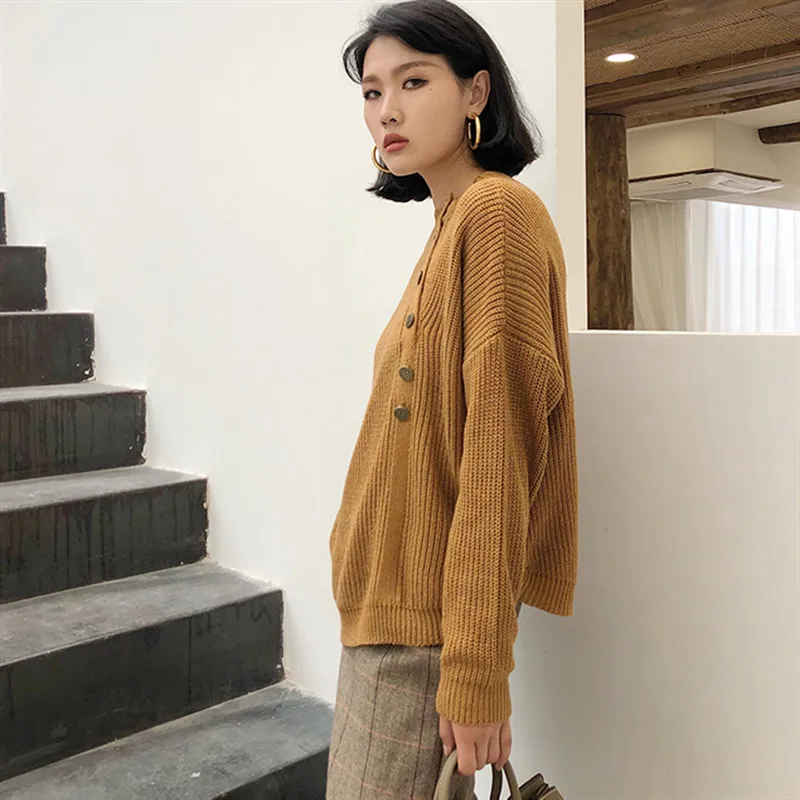 HziriP 2018 Autumn Fresh Women Sweet Sweaters Knitted Solid Pullovers Long Sleeve Fashion Female Tide Ladies Sweater 2 Colors | Женская
