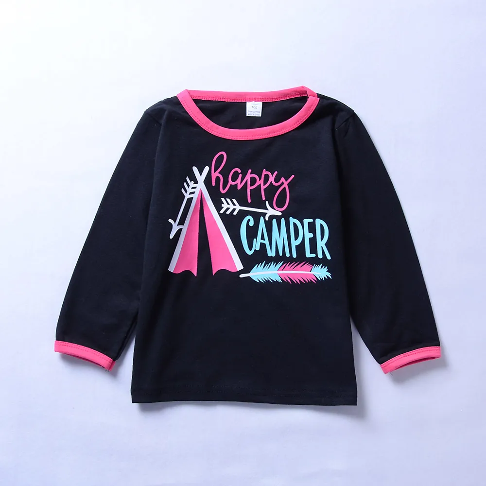 Модный детский топ с принтом Happy Camper + штаны детская одежда 2 шт.|fashion kids clothes|kids