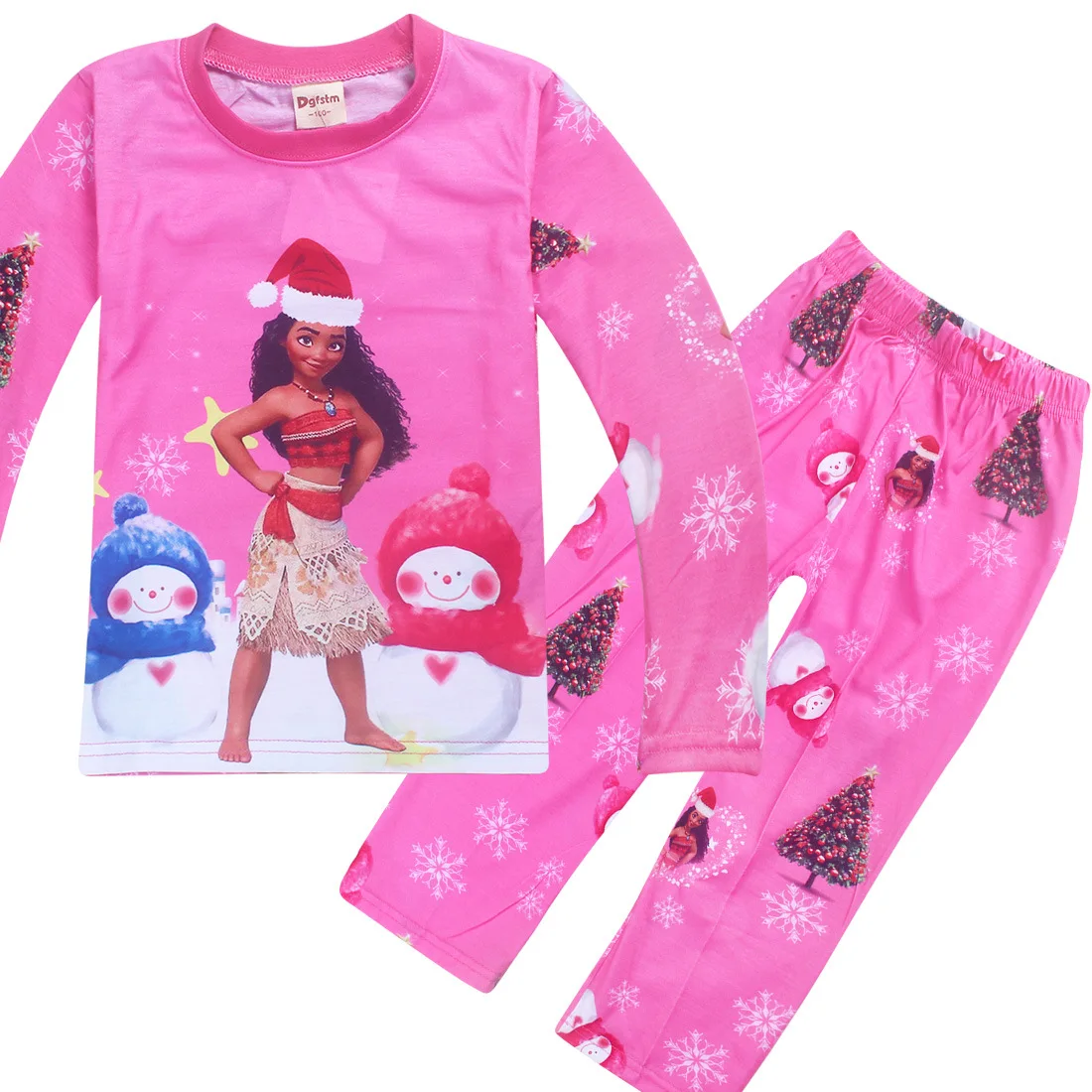 2017 Boys Sleepwear Moana Vaiana Costume Girls Pajamas Christmas Pyjama Kids Girl Pijamas Long Sleeve T-shirt+Print Clothing Set | Детская
