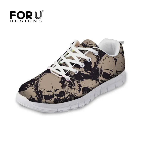FORUDESIGNS/ г. весенние кроссовки на шнуровке для женщин, красивый череп, повседневная брендовая дизайнерская женская обувь на плоской подошве удобная женская обувь на плоской подошве - Цвет: H2492AQ