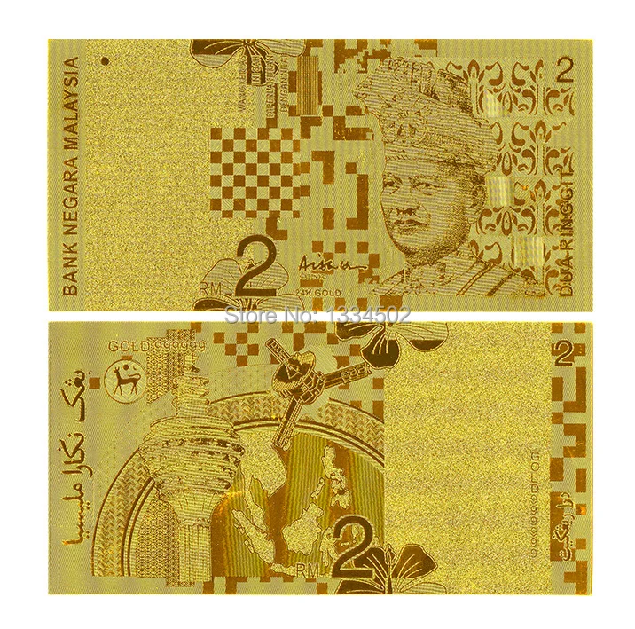 Золотая фольга Малайзия Банкнота с двойным логотипом гравировка 2 кольца