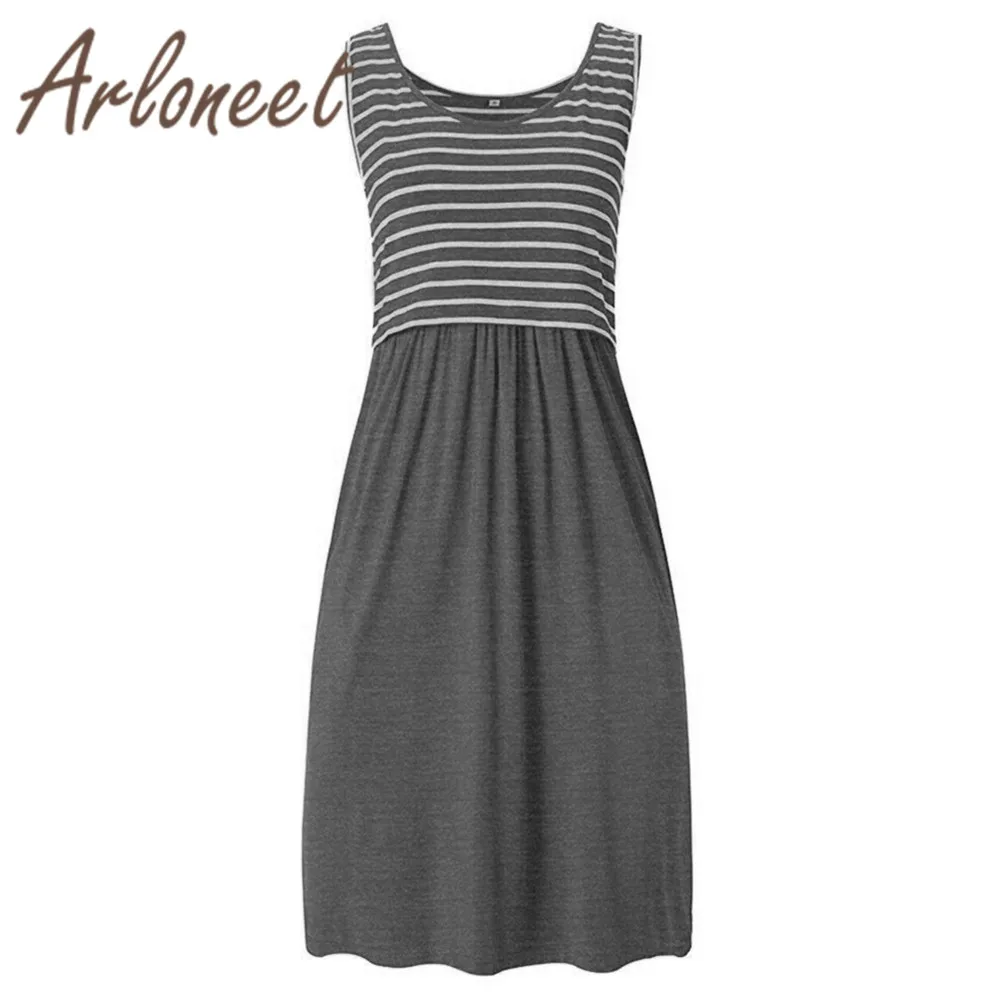 ARLONEET Clothes elegant women maternity dress Cotton Striped Breastfeeding 2019 Summer ladies pregnanct sundress Vestidos | Мать и