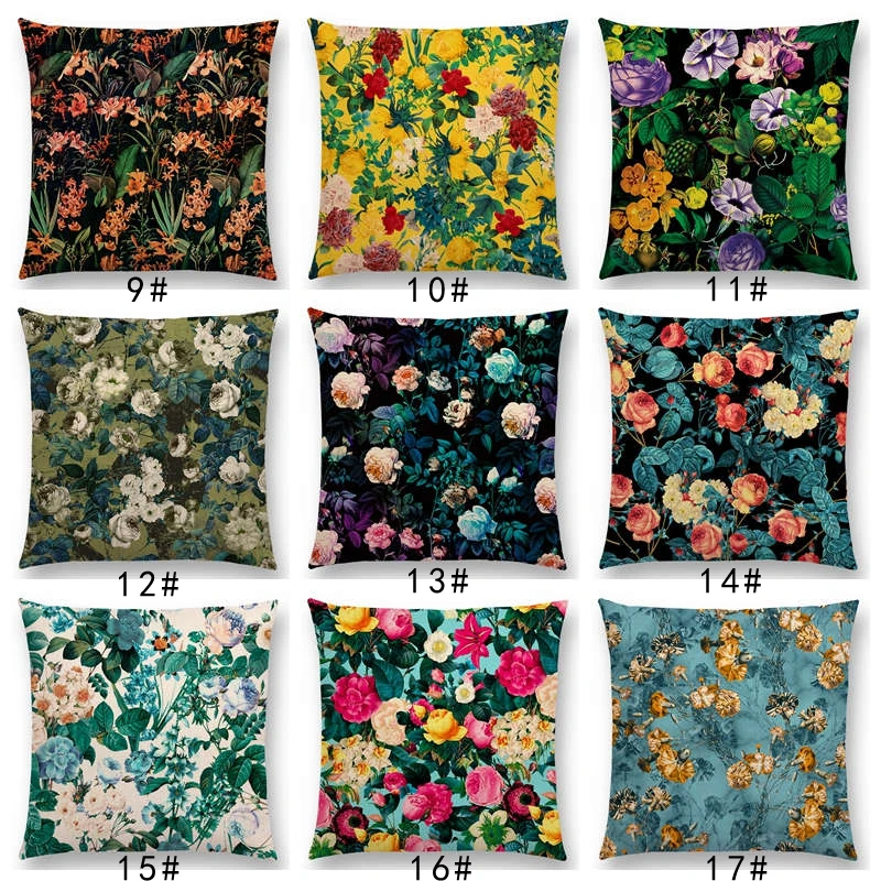 Чехол для подушки Винтажный чехол дивана с цветными цветами и листьями|cushion