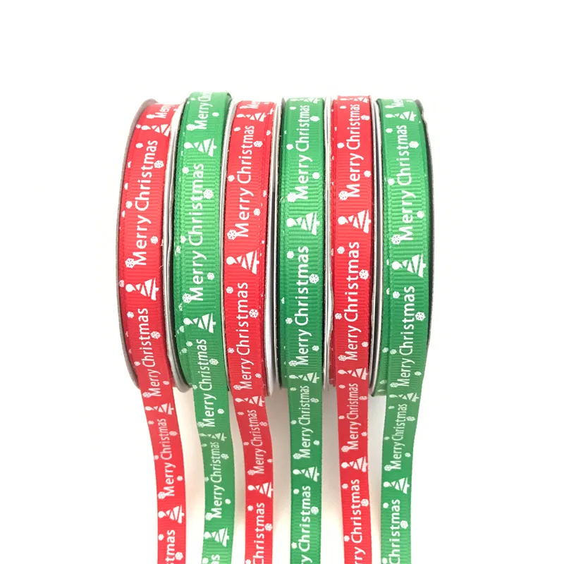 10mmX22meters зеленая Красная рождественская елка Grosgrain лента декоративная Xtmas