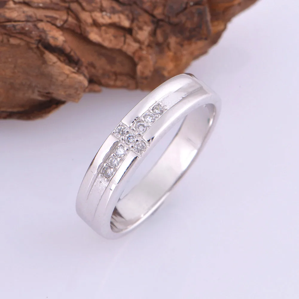 Корона и Крест CZ Diamond Обещание Кольца Пара для Любителей пара Женщин Мужчины Bague