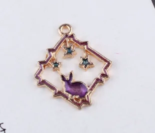 

100pcs Enamel Charms 4 colour Star Rabbit 21*25mm Handmade earring bracelet necklace Jewelry Making DIY accessories Alloy