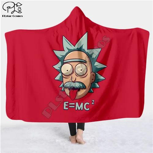 Рисунки с мультиками Rick And Morty одеяло с капюшоном 3D Полное печатное надеваемое покрывало взрослые мужчины женский кашемировый шарф стиль-5 - Цвет: Сливовый
