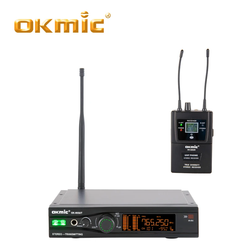Черный OKMIC 003UT/6202R Беспроводная система в ухо монитор стерео Настоящее разнообразие приемник для на сцене монитор сценическая производительность - Цвет: Черный