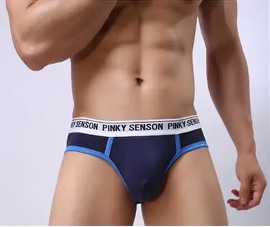 Мужские трусы брифы с заниженной талией темно синие Однотонные из модала