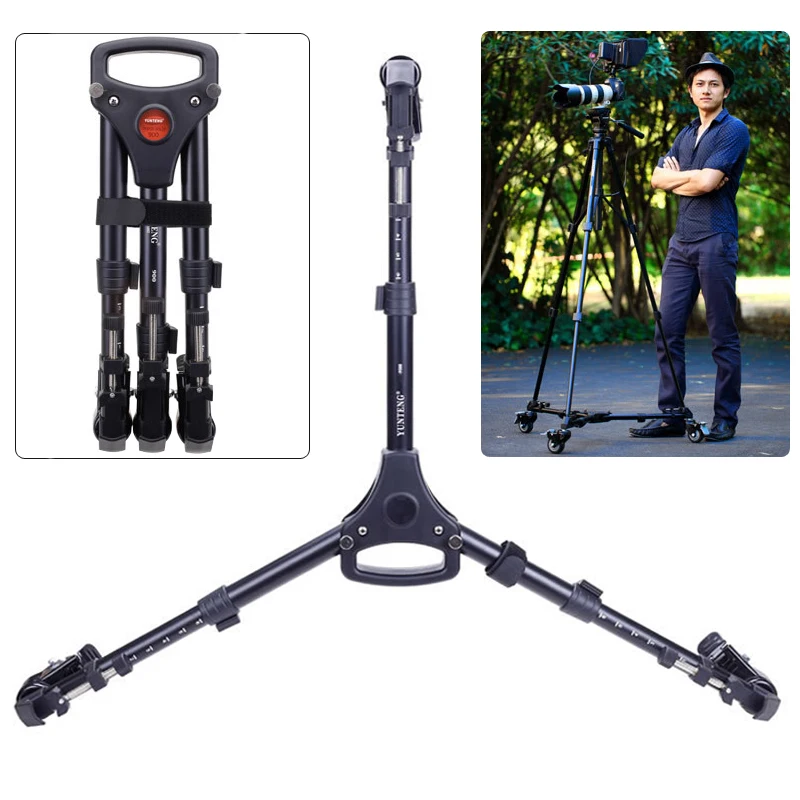 

Yunteng 900 Professional Photo Aluminum 3 Wheels Pulley Universal Foldable DSLR Camera Tripod Dolly Base Stand Max. Load: 15kg