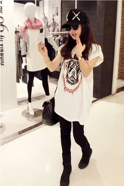 Free shipping 3331 2013 all match long design cotton fabric dog print short sleeve t T shirt|t-shirt dc|fabric stripet-shirt |