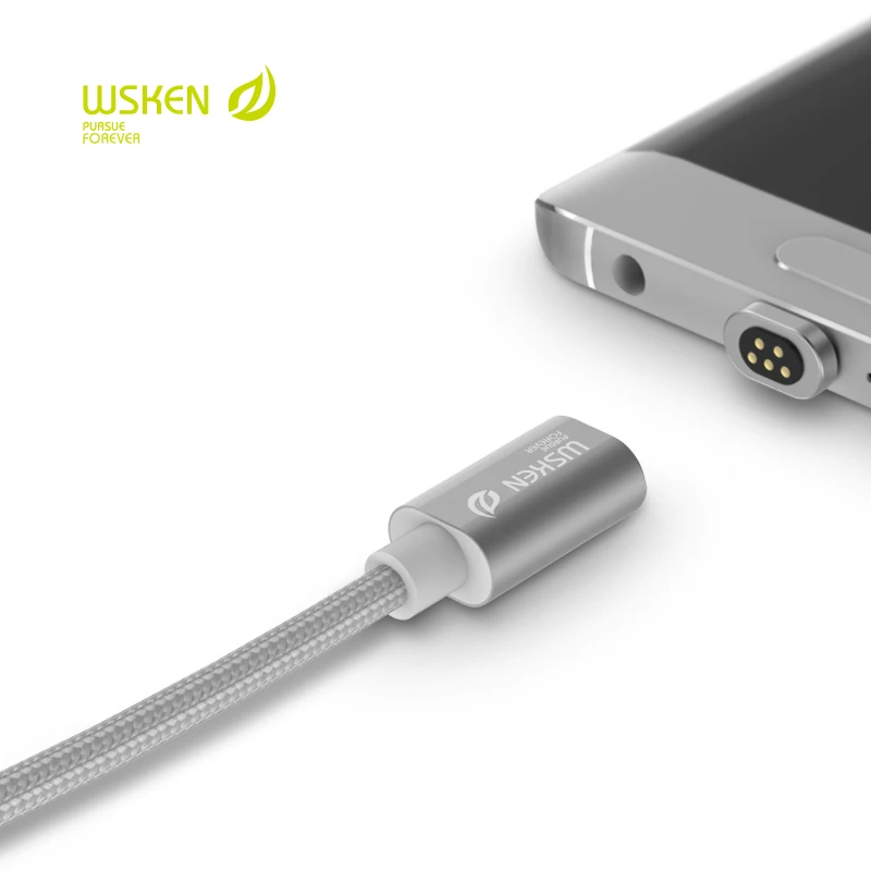 Магнитный зарядный кабель Wsken Micro USB / IOS для iPhone X 8 7 Plus 6 6s Samsung Xiaomi нейлоновый