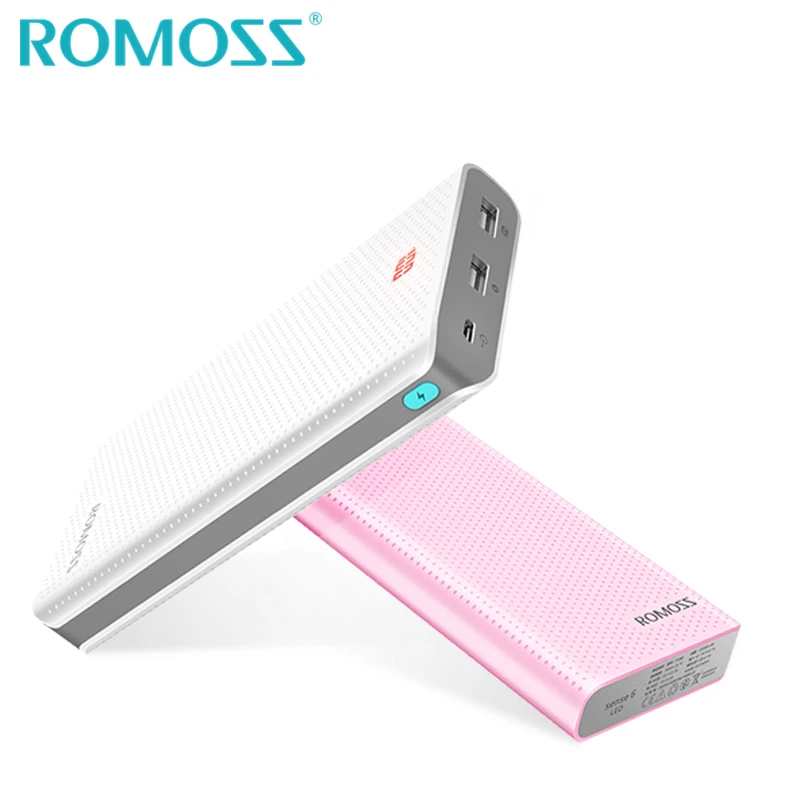 Оригинальный ROMOSS power bank 20000mAh Sense6 светодиодный резервный аккумулятор 18650 Bank Box