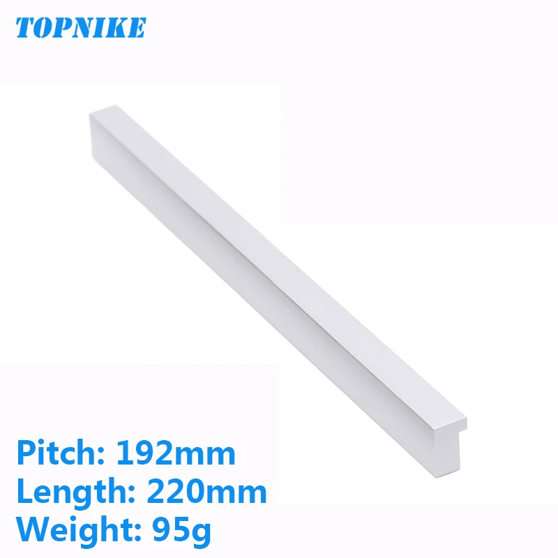 Silver-L-220mm TOPNIKE матовые черные/матовые серебряные для шкафа Ручка из алюминиевого сплава кухонная ручка с твердым сердечником простая Мебельная ручка длина 50-600 мм - Цвет: Silver-L-220mm