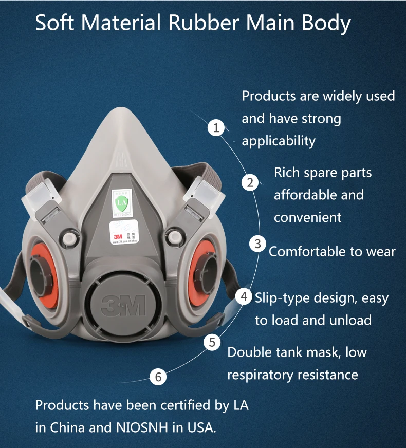 3M 6200 Gas Mask Spray Paint 17 In 1 Antiodor Personal Dust Mask Chemical Industrial Half Face Respirator Dust Mask