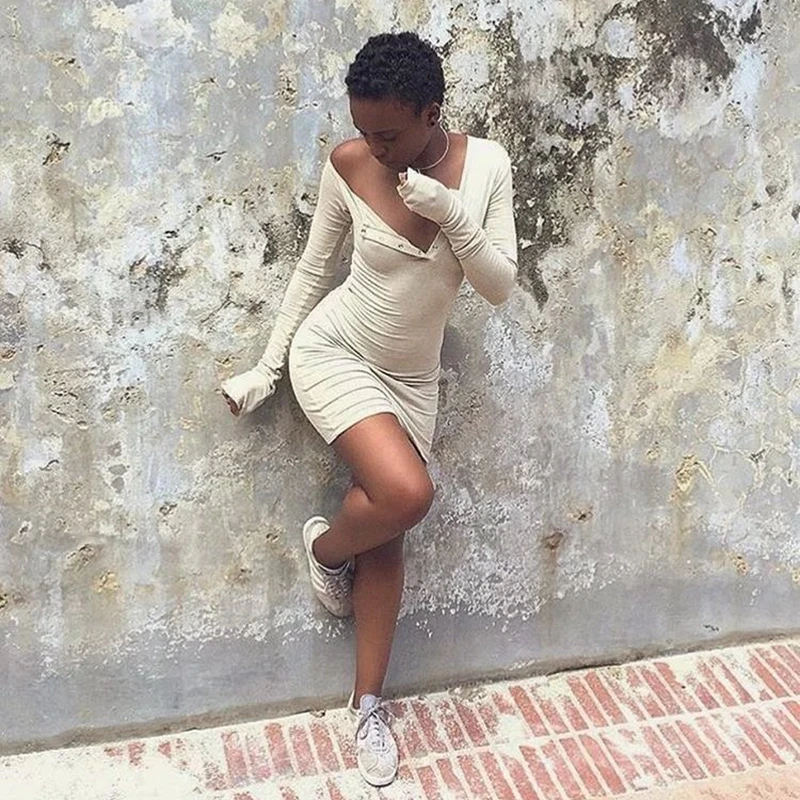 Летнее платье Для женщин Cold-Shoulder Bodycon черный белый цвет сексуальные кнопки с