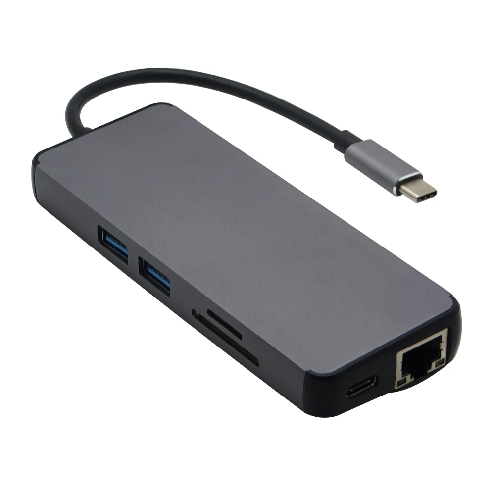 Адаптер 8 в 1 USB Type C для HDMI 4K VGA RJ45 устройство чтения SD/TF карт адаптер Macbook 5 шт./лот |