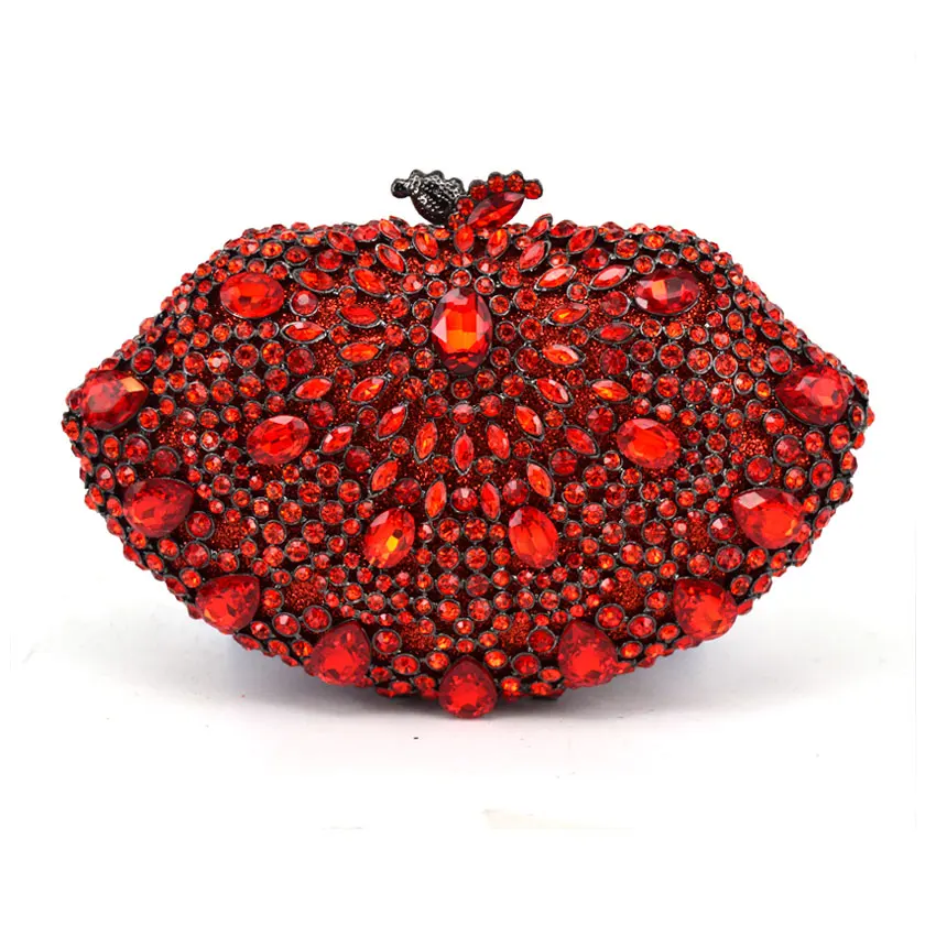 Женские светские красные вечерние клатчи со стразами и кристаллами сумка для