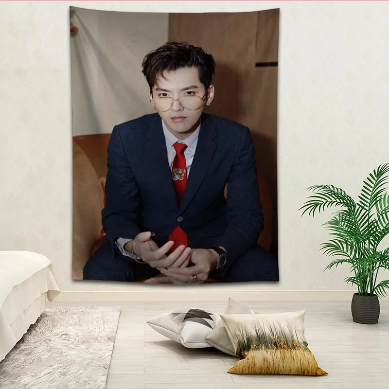 2 Изготовленный На Заказ Kris Wu Печатный креативный коврик для гостиной, спальни, фоновая стена, ткань вешается на стену, маленькая свежая - Цвет: 2
