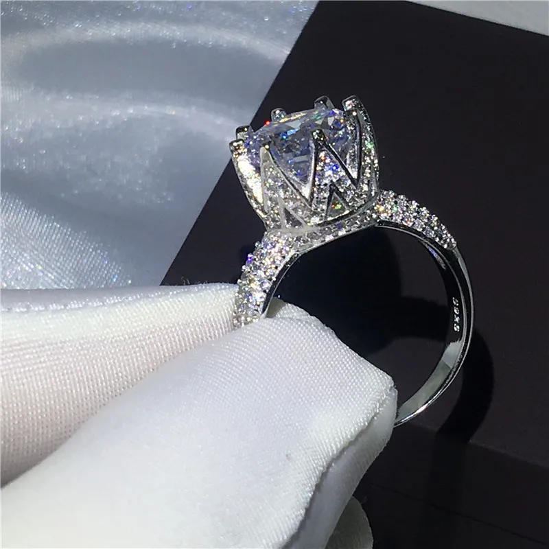 Choucong Пасьянс Корона кольцо 925 пробы серебро 5ct AAAAA Циркон Обручальное кольцо кольца для мужчин и женщин ювелирные изделия Размер 5-13
