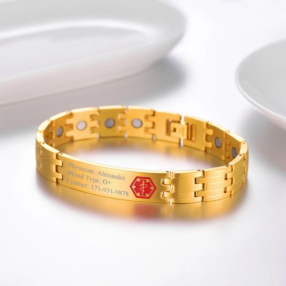 U7 магнитный браслет из нержавеющей стали и для мужчин золотой цвет браслеты с