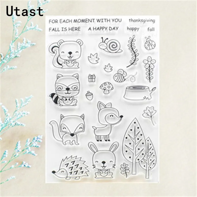 Кролик белка дерево прозрачные силиконовые штампы/прозрачный резиновый штамп