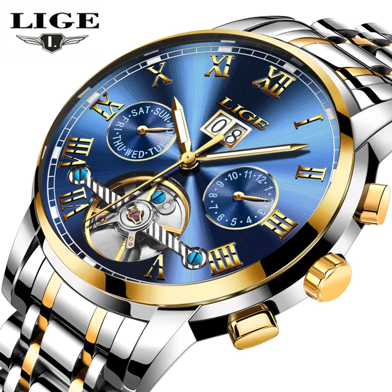 Relogio masculino LIGE мужские s часы лучший бренд класса люкс модные деловые автоматические часы мужские полностью стальные водонепроницаемые часы наручные часы