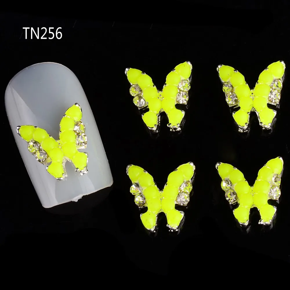 10 шт блестящие стразы бабочки 3d украшения для дизайна ногтей сплав наклейки