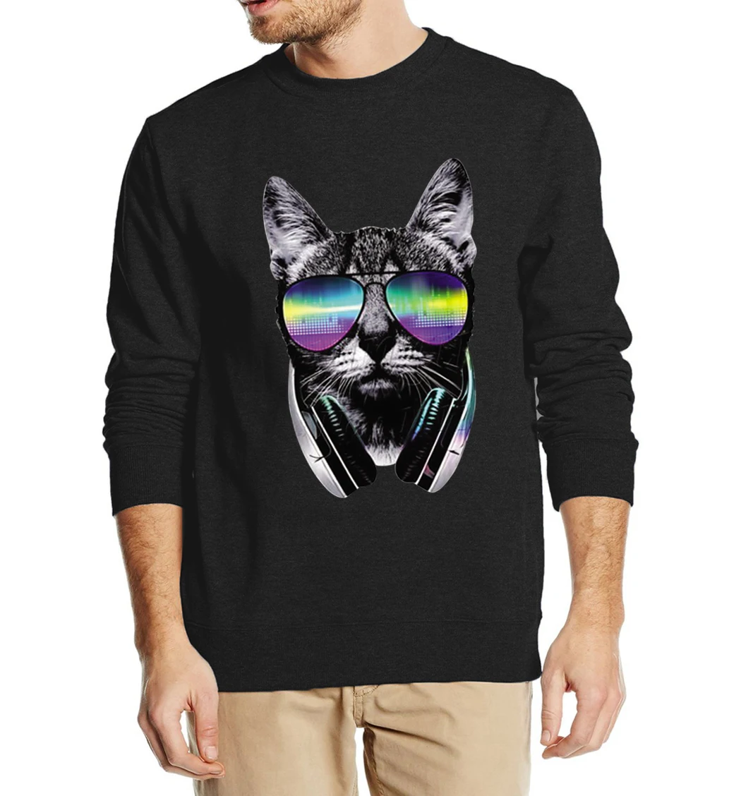 Аниме музыкальный Кот-диджей 3D печатных для мужчин толстовки 2019 на весну и зиму