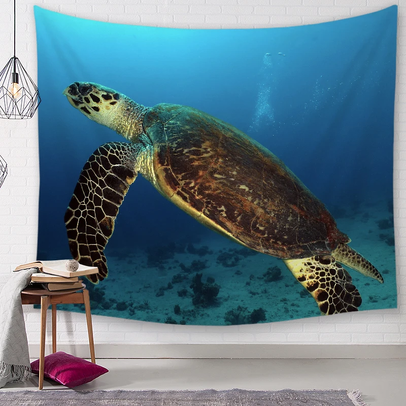 Гобелен-черепаха высокое разрешение карта ткань Настенный декор акварельная