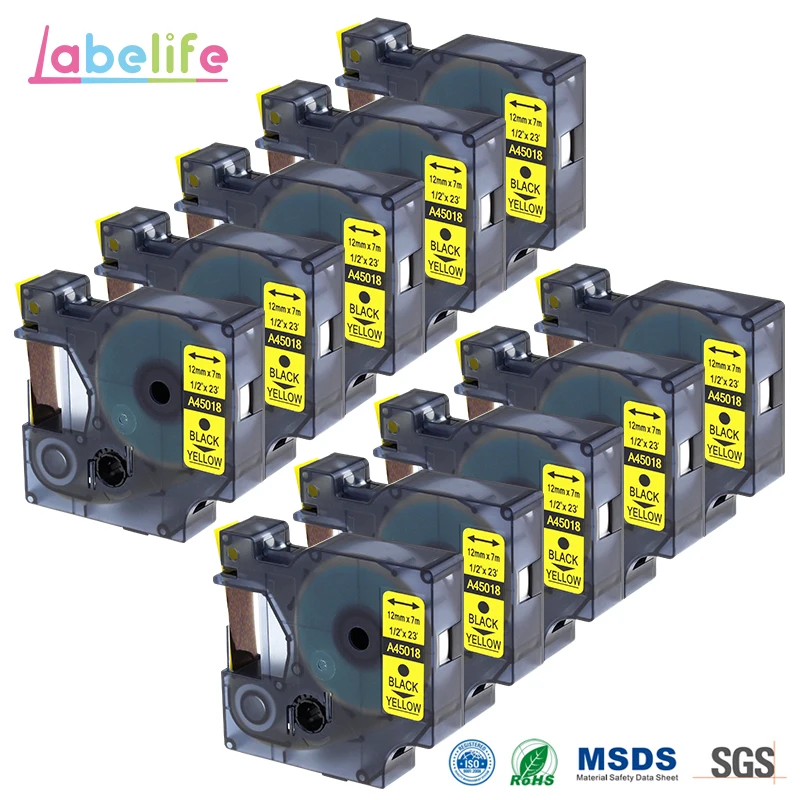 Электронная лента Labelife 12 мм совместимая с DYMO D1 многоразовая самоклеящаяся для