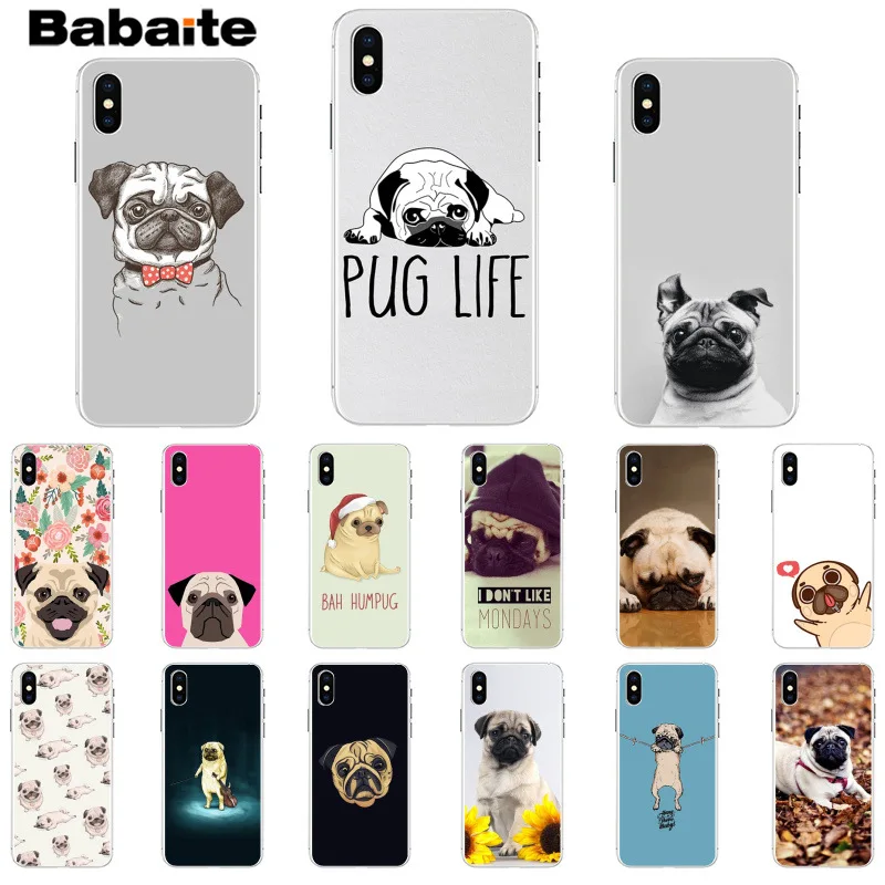 Babaite мопса видел вещи собака Черная мягкая крышка чехол для телефона Apple iPhone 8 7 6 6S