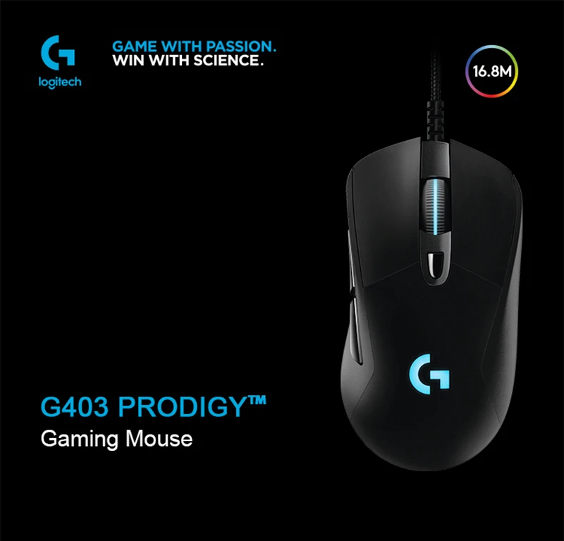 Игровая мышь logitech G403 проводная мышь RGB 12000 dpi FPS С сенсором PMW3366 для геймеров