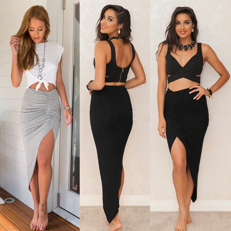 Юбка карандаш Женская стрейчевая с высокой талией разрезом по бокам и