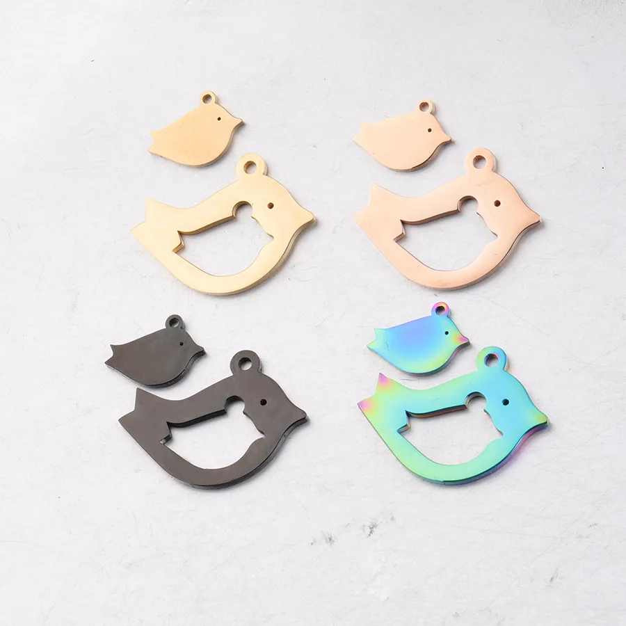 

Jaymaxi Mom Bird And Baby Bird Charms Mirror Polished Stainless Steel Bird Charm Pendant For DIY Making 20piece/lot