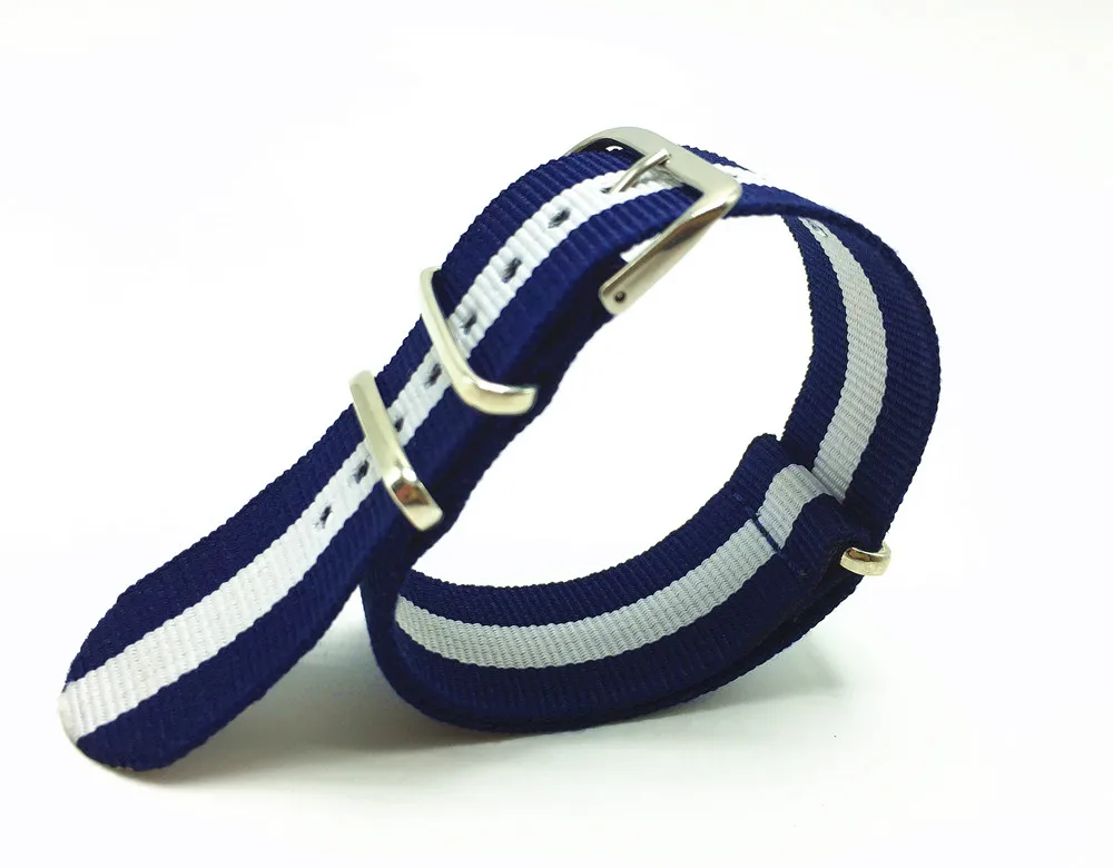 24 мм нато G10 синий белой полосой армия ремешок группы спорт для часов | Наручные