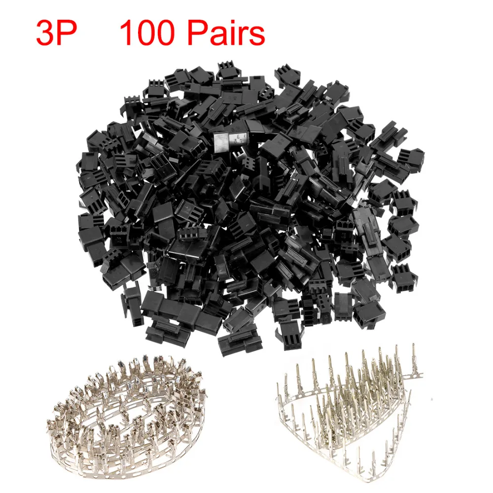 

100Pairs 2.54mm 2Pin 3Pin 5Pin Black Plastic Male Female -SM Housing Crimp Terminal Connector for Male Housing Connector