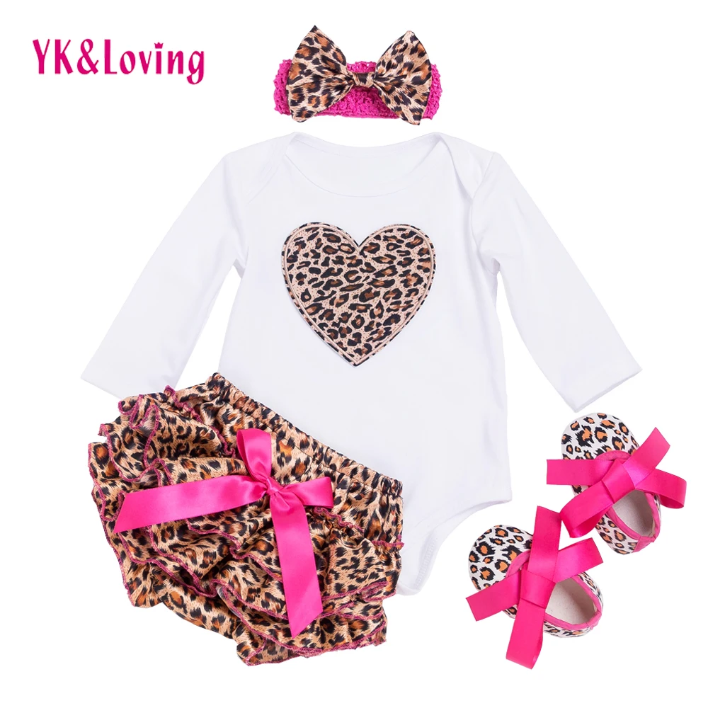 

Newborn Baby Girl Clothes Set Long Sleeve Baby Bodysuits Cotton Infant YK&Loving Overall With Bow Bloomers PP Pants F3002