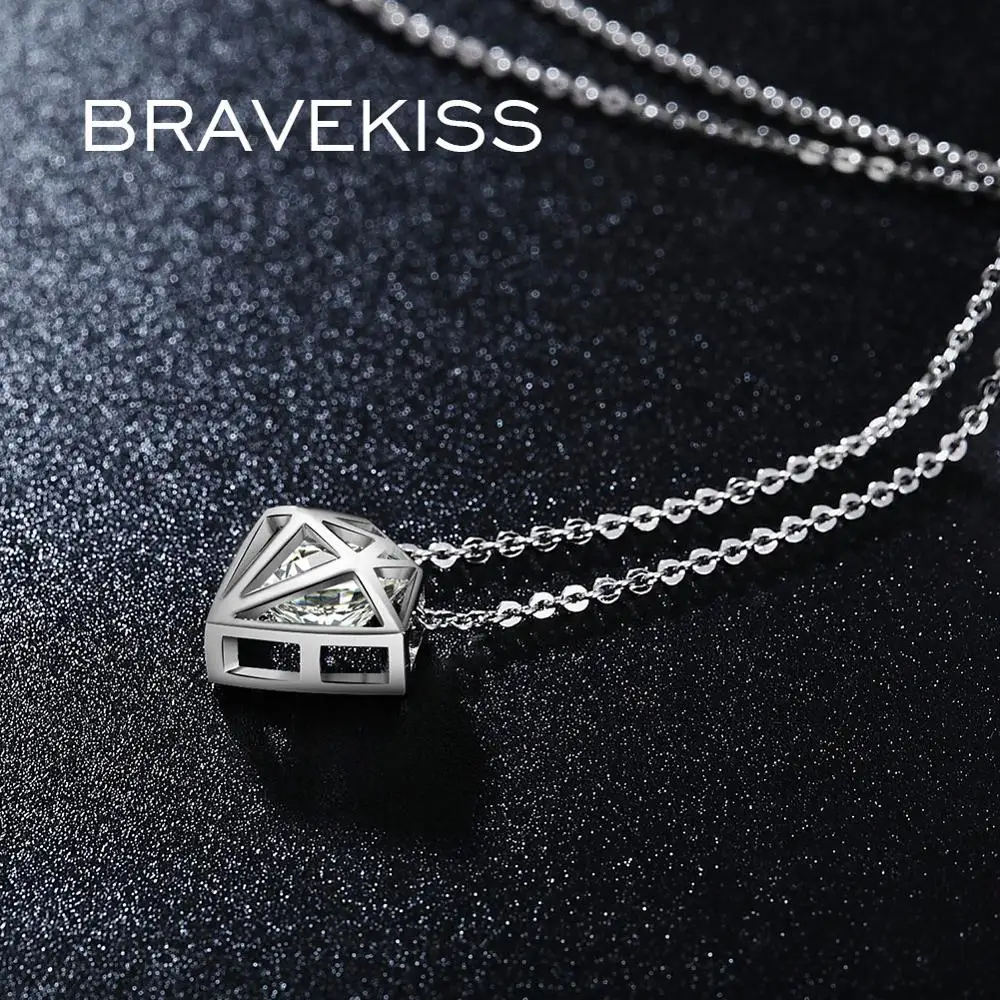 BRAVEKISS белое золото высший сорт AAA кубический цирконий полые в форме подвески