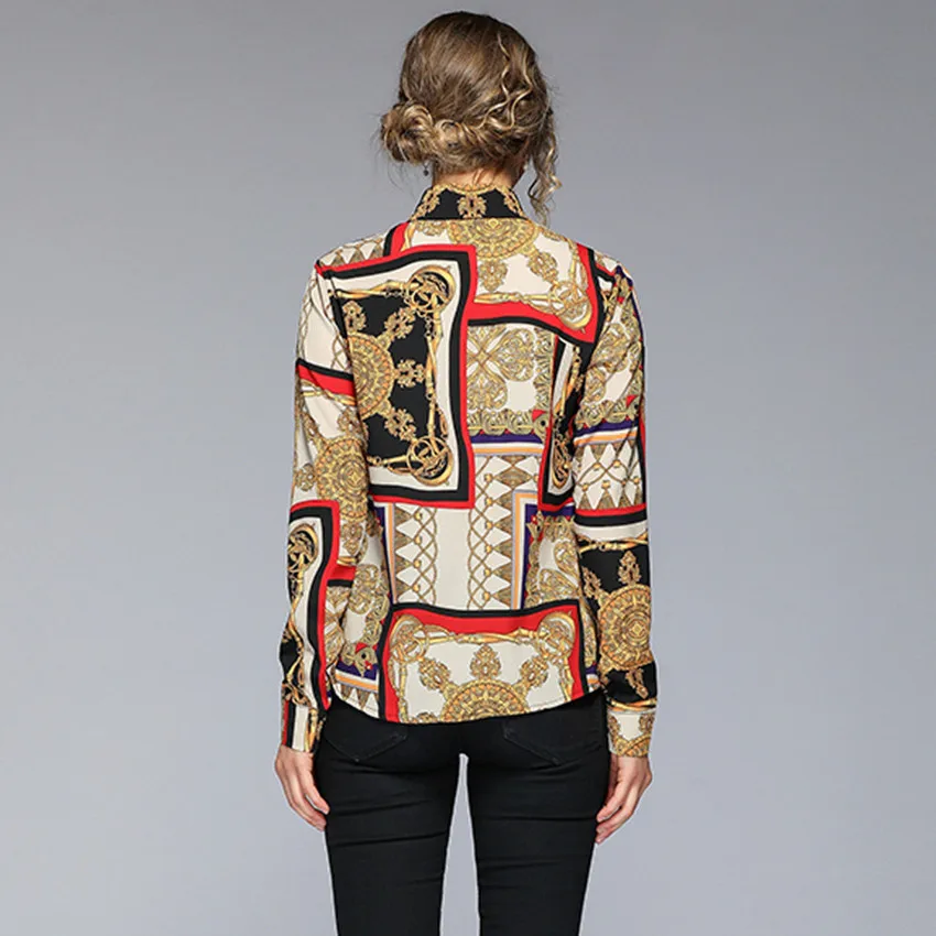 Европейская мода винтажная блузка женские топы и блузки 2020 Весенняя рубашка с