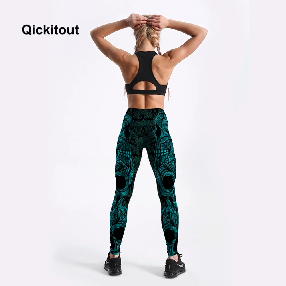 Женские леггинсы для фитнеса Qickitout эластичные штаны шаровары с цифровой печатью