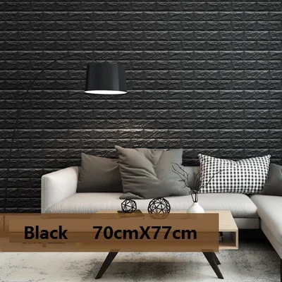 Black 3D обои Декорации для комнаты стикер белый DIY креативные водонепроницаемые обои звуконепроницаемые столкновения детской контактной бумаги 70 см* 77 см - Цвет: Black