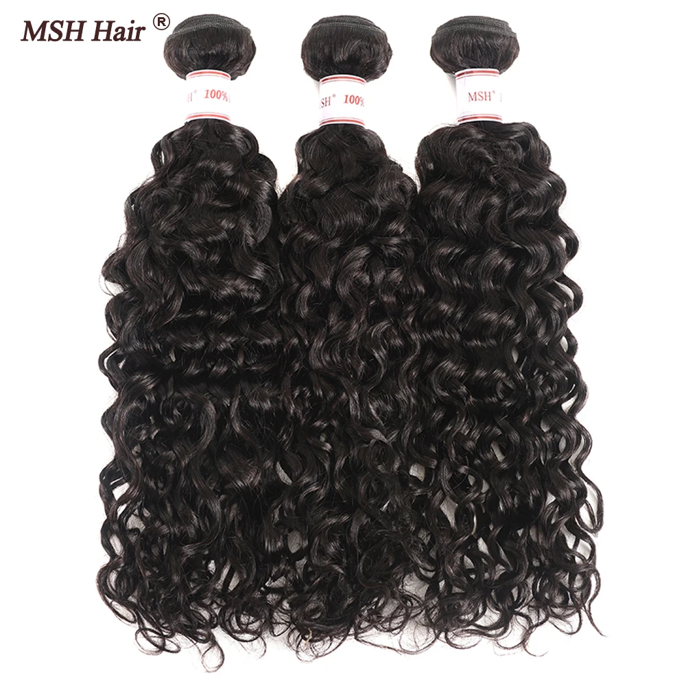 MSH волосы перуанские волнистые 3 пучка не Реми натуральные черные смешанная