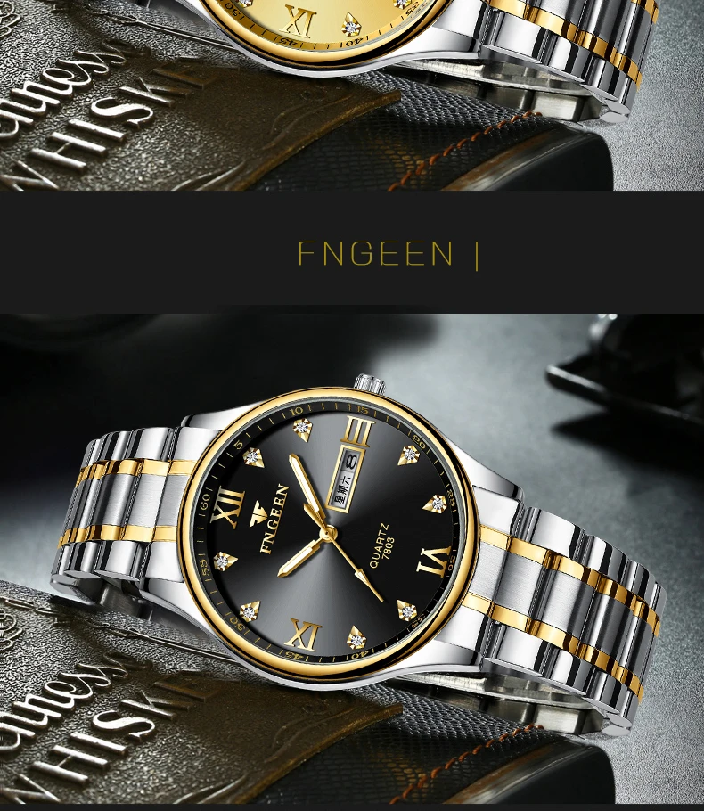 Reloj Hombre, роскошные Брендовые Часы для мужчин, нержавеющая сталь, алмаз, мужские кварцевые часы, аналоговый дисплей, дата, неделя, наручные часы