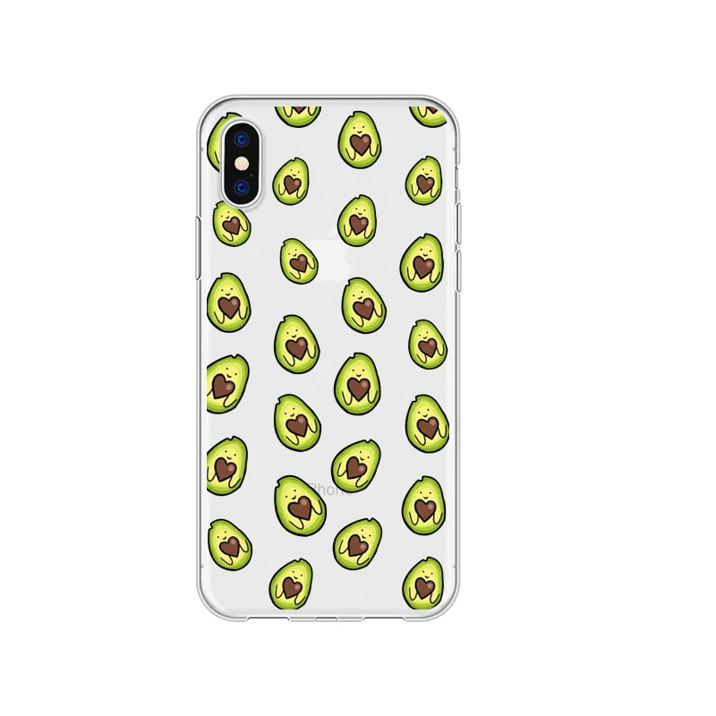 Мультяшный чехол для телефона, чехол для iPhone XR 7 8 Plus X XR MAX 5 SE Plus, милый забавный Прозрачный чехол для телефона с авокадо для iPhone 6 6s