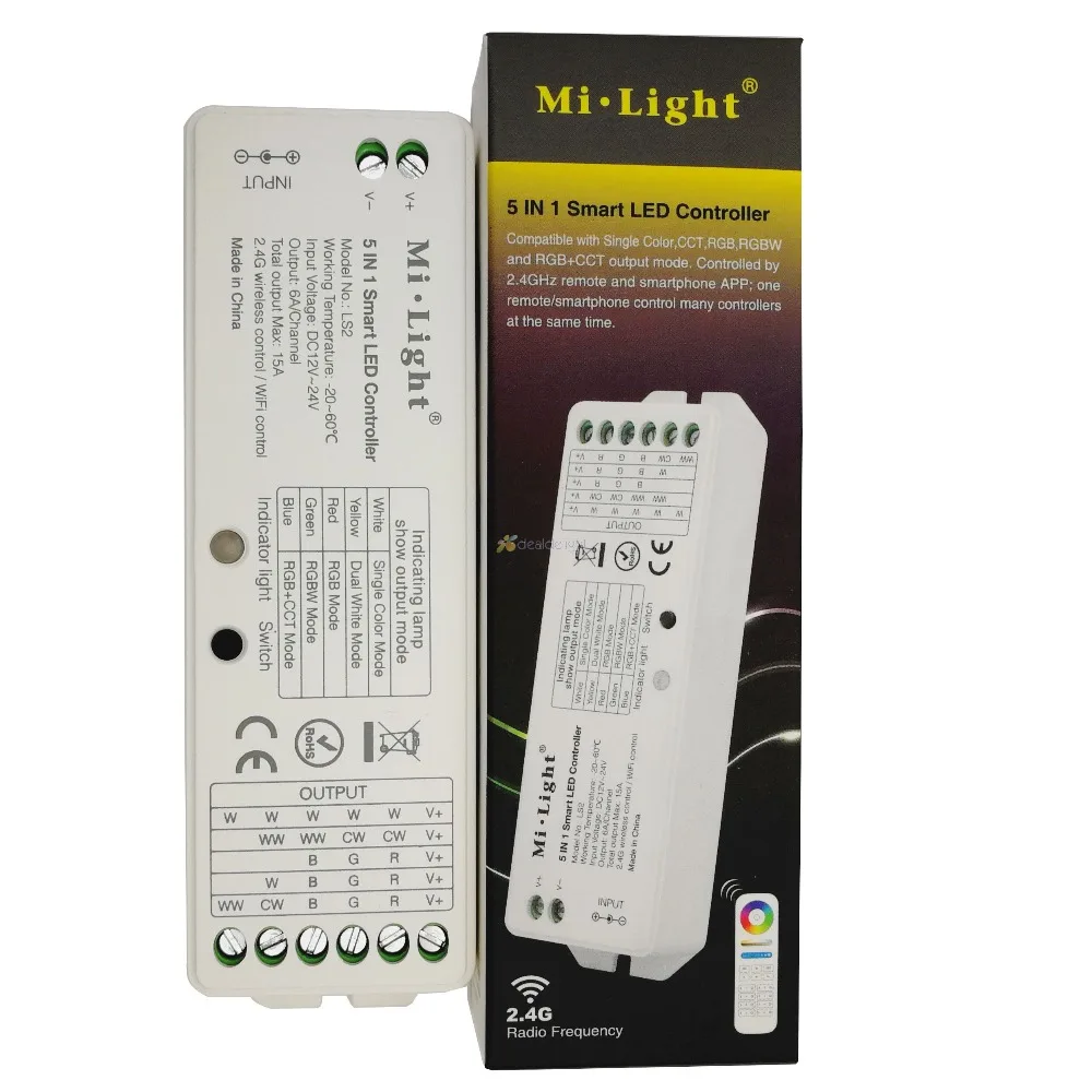 Mi.light LS2 5 в 1 умный светодиодный контроллер 2 4G беспроводной для одного цвета CCT RGB